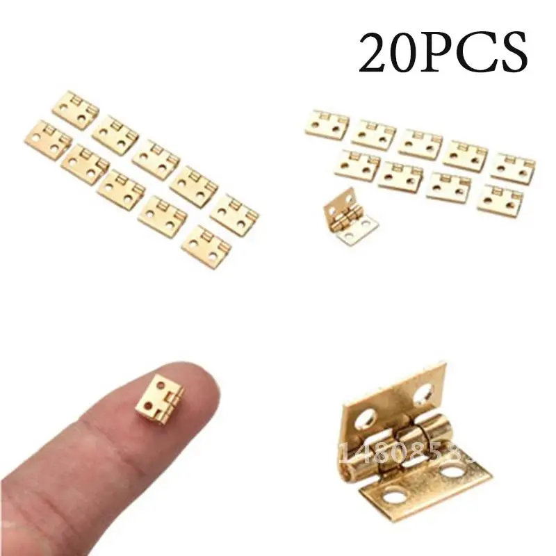 20pcs Small Mini Gold Silver Metal Hinge For 1/12 House Miniature Cabinet Furniture Fittings For Cabinets Home Hardware 10*8mm