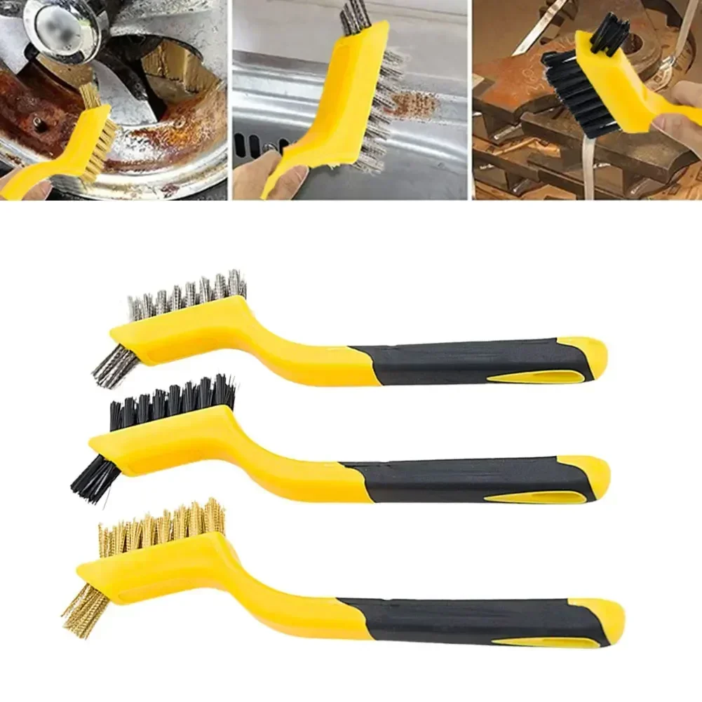 Mini Wire Brush Set Stainless Steel Brass Nylon Cleaning Polishing Detail Metal Rust Brush Cleaning Tool