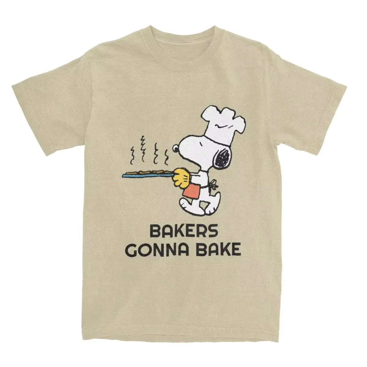 

Peanuts Snoopy Baking Cookies for Men Women T Shirt Vintage Tee Shirt Short Sleeve T-Shirts Pure Cotton Big Size Clothes