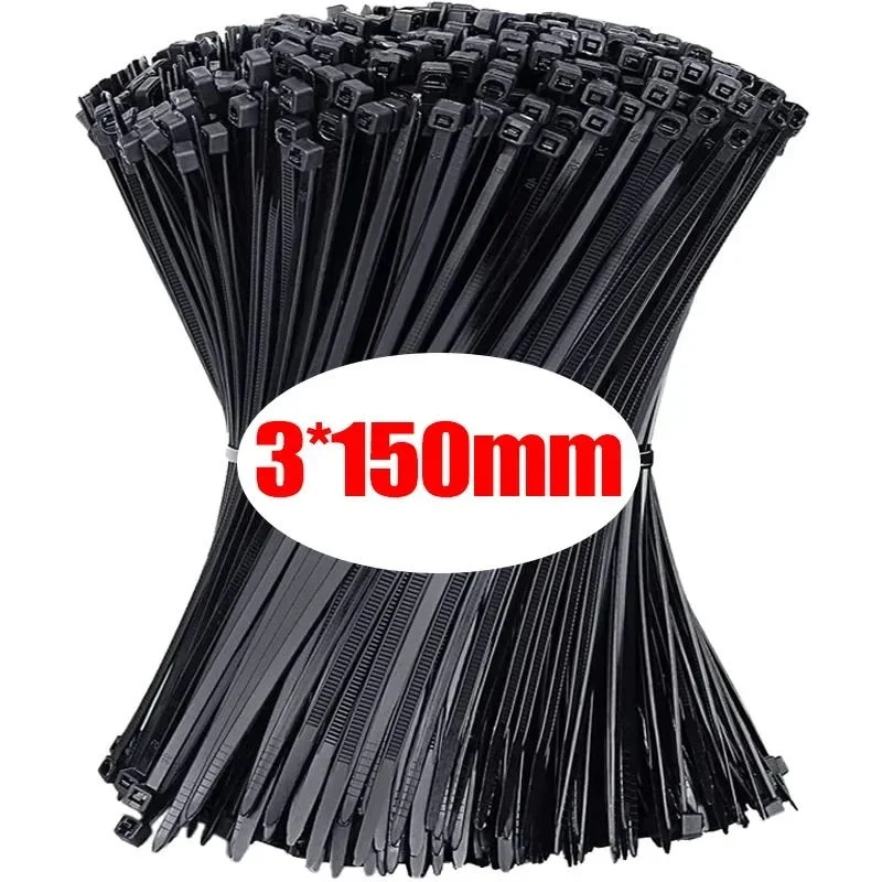 1000/100PCS Self-locking Plastic Nylon Tie Black Fastening Strap Cable-Tie-Set Cable Zip Tie Fastening Ring Zip Wraps Strap Tie image 3
