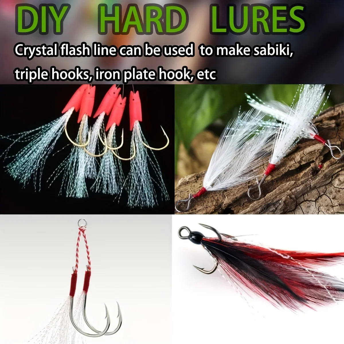 Flashabou Fly Tying Materials, Making Fly Jig - Fishing Lure Supplies, Krystal Flash, Saltwater Freshwater Fishing Accessories