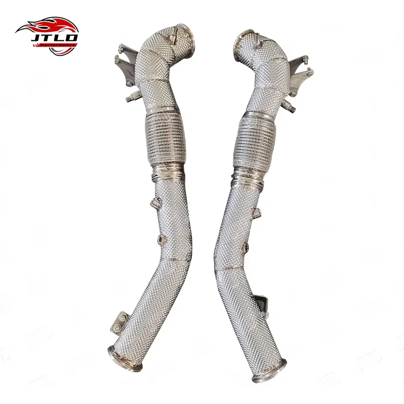 JTLD Stainless Steel Mirror Polished Catless Downpipe With Heat Shield And Exhaust Tip For Maserati MC20 Coupe Exhaust System