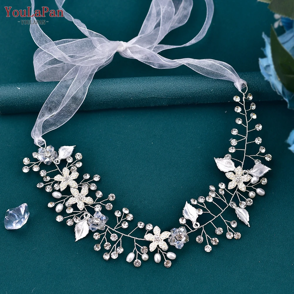 YouLaPan-Diadema de boda HP236 para mujer, tocado de novia, diadema de hoja de aleación de diamantes de imitación, Tiara nupcial, accesorios para el cabello de boda