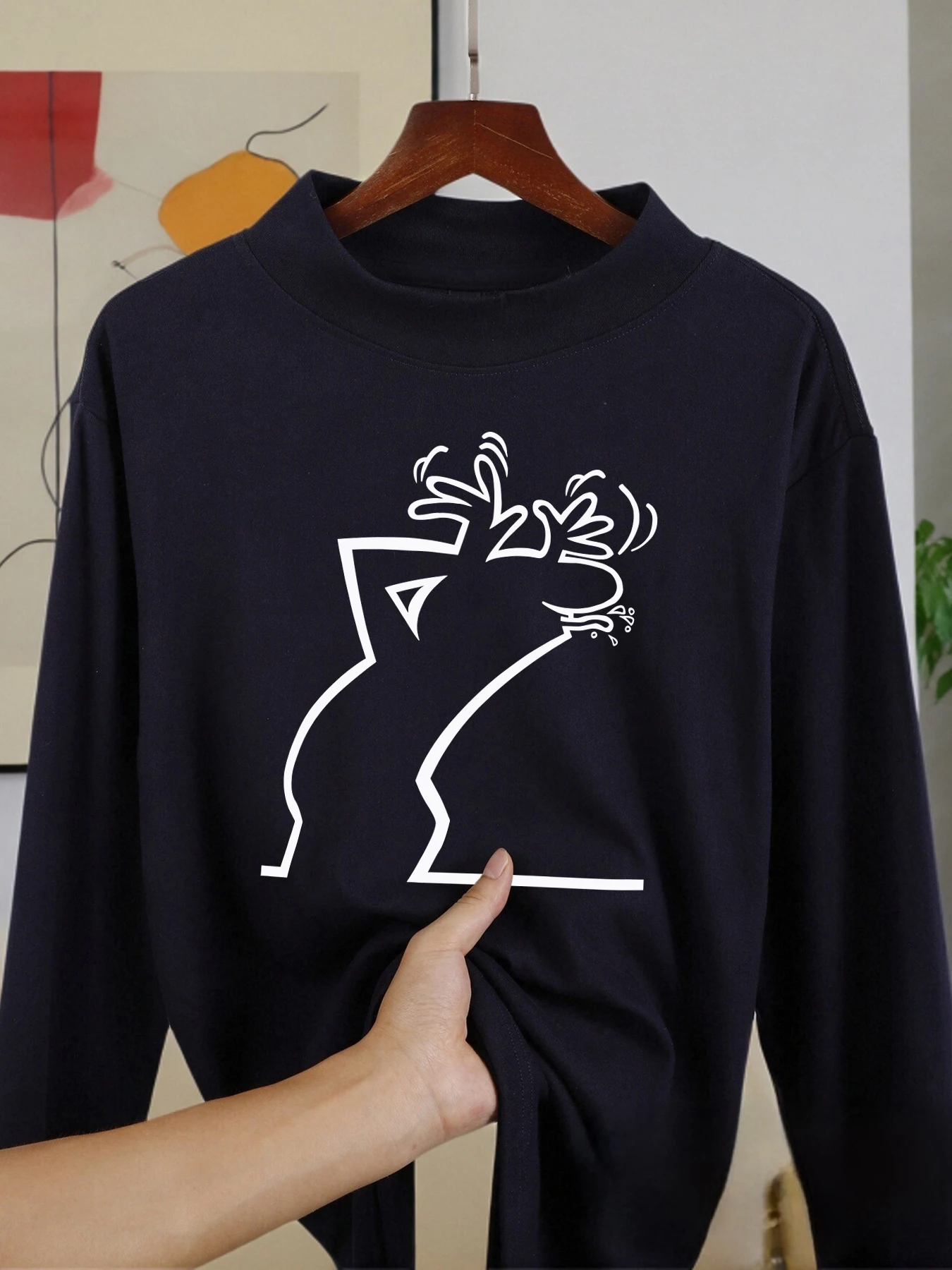 جعل التعبيرات استفزازية الطباعة الخريف رجل جديد قميص طويل الأكمام تناسب الياقة المتوسطة الملابس الدافئة المخملية الصوف القمصان