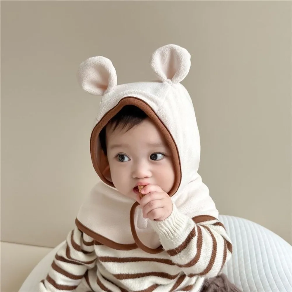 New Cute Animal Ears Hat Scarf Set Windproof Coldproof Balaclavas Polar Fleece Warm Pullover Hat