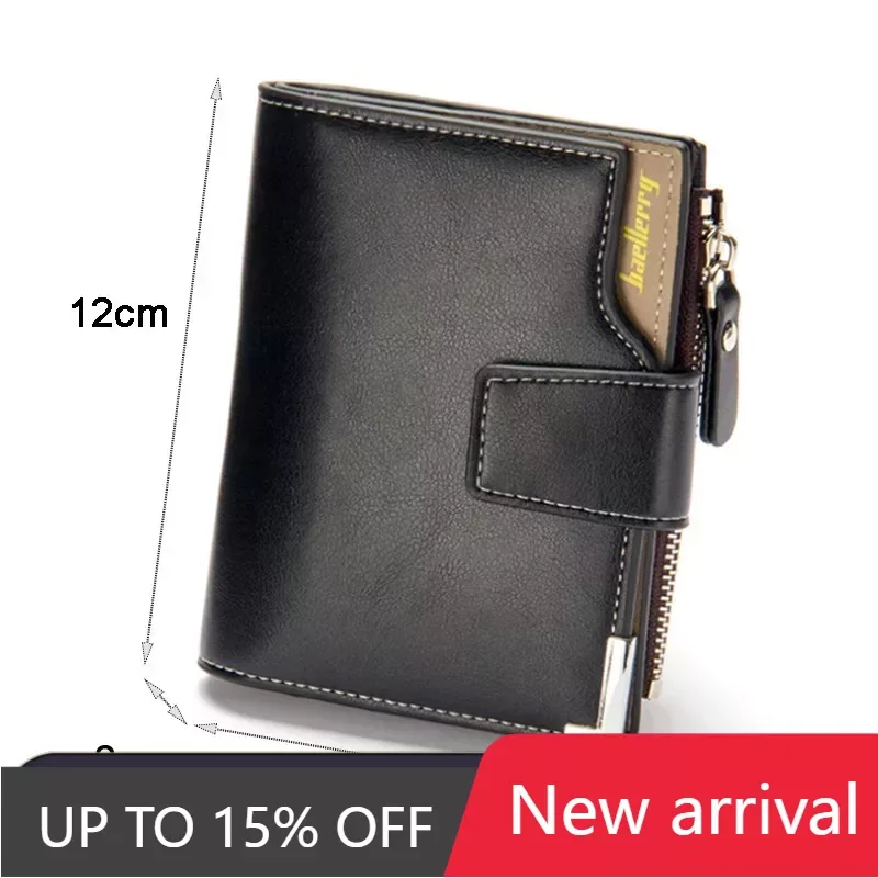 

Brand wallet leather Men Wallet coin pocket zipper portfolio Handy luxury Short purse 3 Fold Male Purses Cards wallets