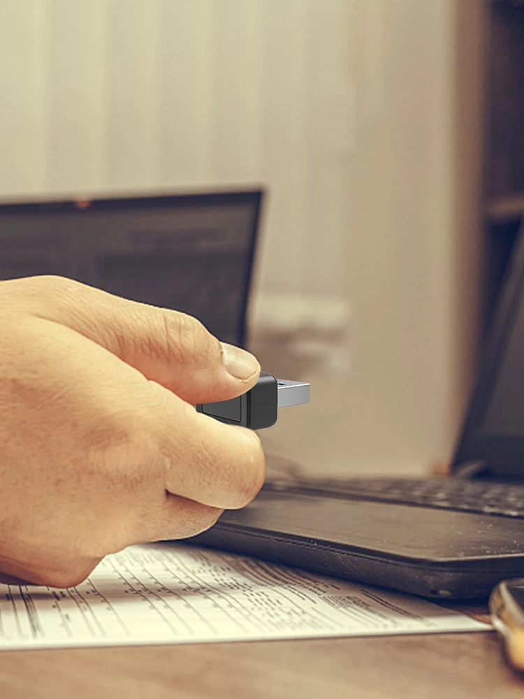 USB Fingerprint Key Reader FIDO U2F Biometric Mini Security Key Dongle Windows Hello Anti-Spoofing 360° Touch for PC Or Laptop