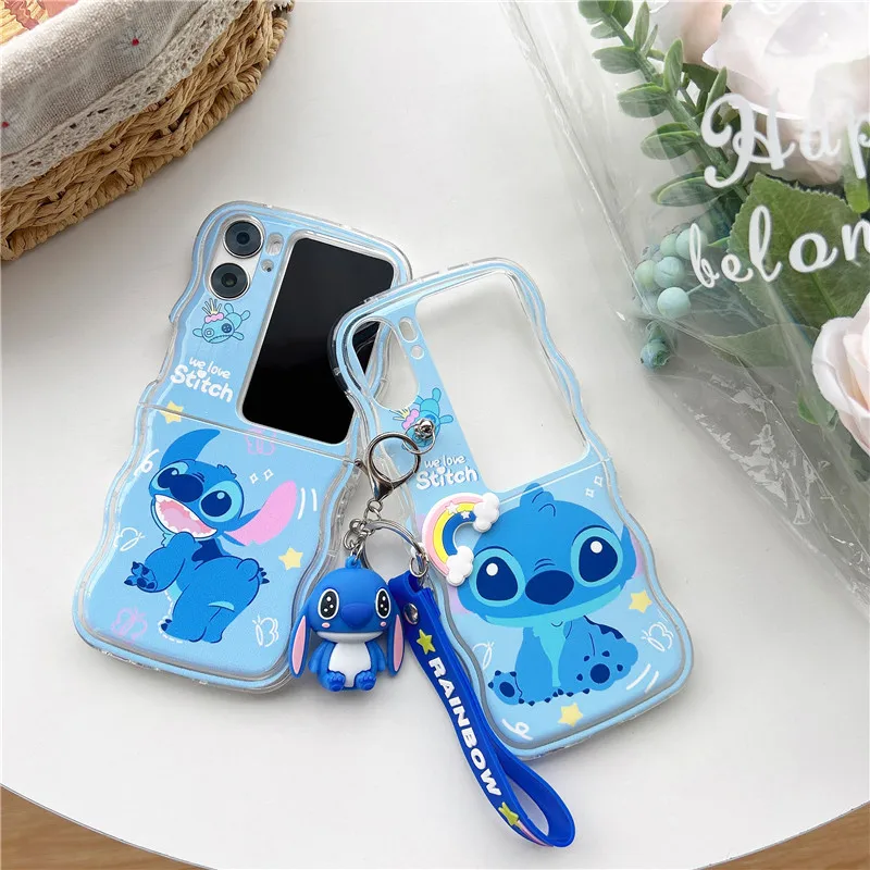 

Акриловый чехол для телефона Stitch для Oppo Find N3 Flip Find N2 Flip Luxury Wave Edge Противоударный защитный складной чехол N3flip N2flip