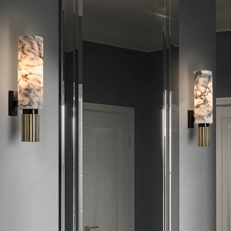 Modern Luxury Natural Marble Wall Lamp Living Room Bedside Bedroom Decoration LED Light Fixtures Vintage  Home-appliance
