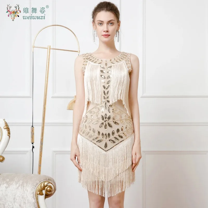 

Элегантное бальное платье в стиле ретро Гэтсби с блестками и вышивкой бисером и кисточками для женщин, винтажное вечернее платье 1920-х годов, расшитое бисером, банкет на день рождения