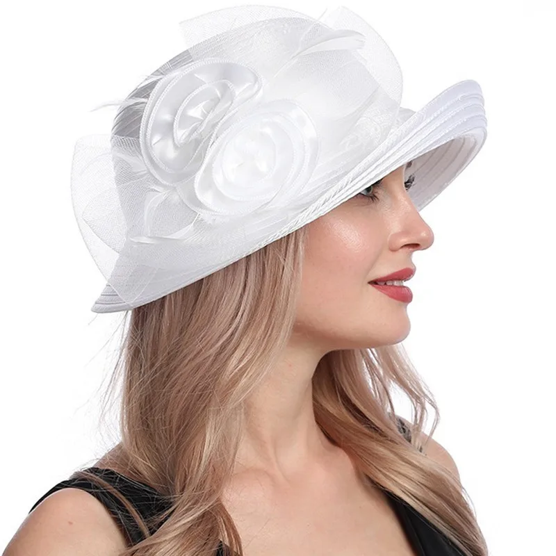 Fashionable Rolled Edge Mesh Sun Hat for Women Summer Beach Horse Racing Sun Protection