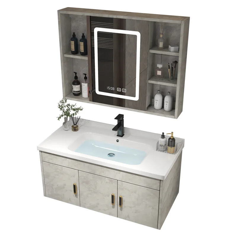 

Solid wood bathroom cabinet combination wash basin bathroom ceramic cabinet simple wash table combination