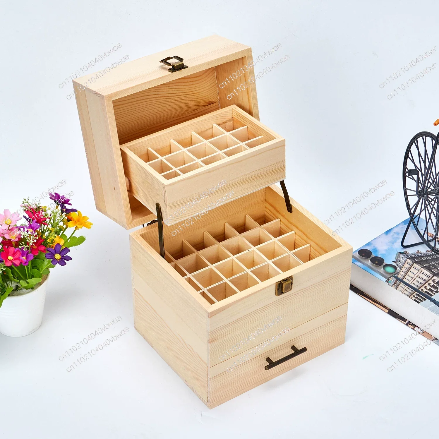 Essential oil storage box Storage box Cabinet Essential oil display box Solid wood three-layer large capacity