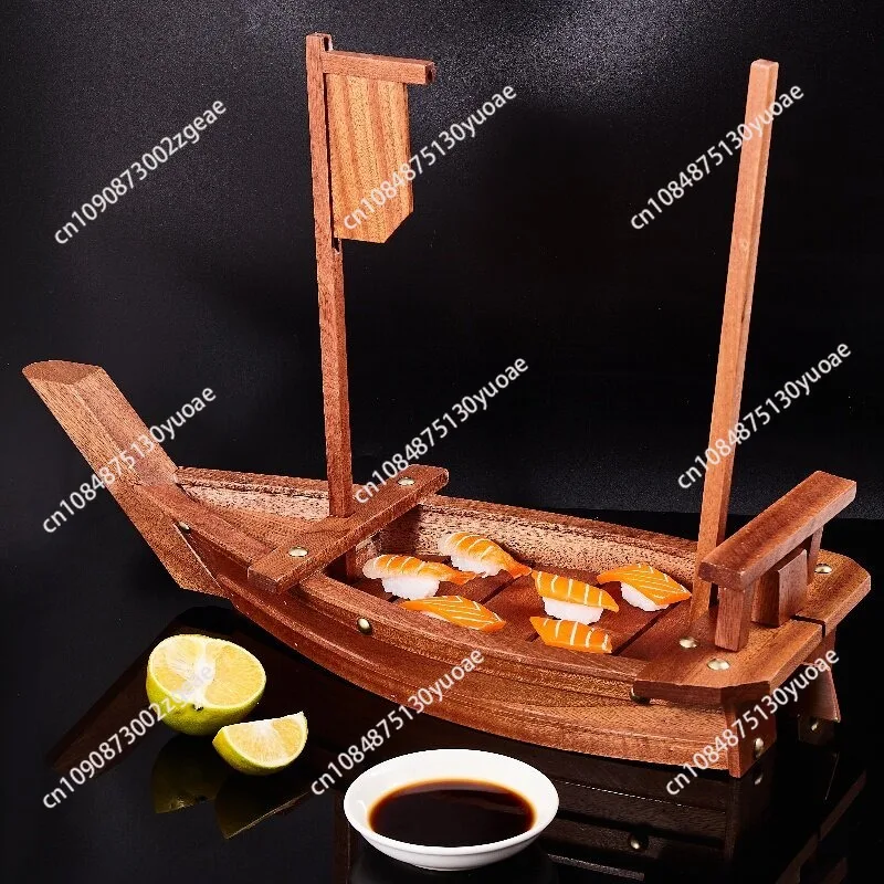 Barco de Sashimi de Madera de Lujo, Barco para Hielo Seco, Bandeja de Mariscos para Buffet, Barco de Sushi de Bambú Mendai