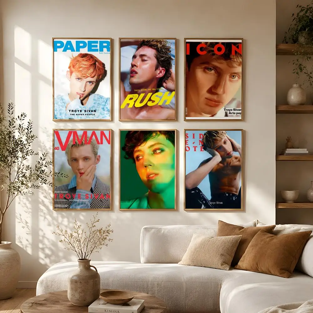 Singer Troye Sivan Poster Self-Adhesive HD Mural Wall Decals, Living Room Bedroom Home Decor Gift
