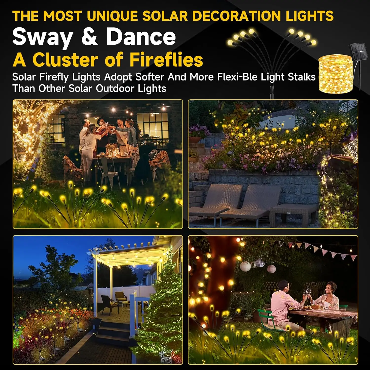 10LED Solar Firefly Lights Outdoor Waterproof, Solar Outdoor Lights Solar Garden Decorative Lights Yard Patio Pathway Decoration