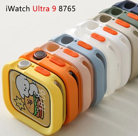 2024 New Bumper Soft Silicone Case For Apple Watch 9 8 7 6 SE 5 Sport Anti-drop Matte Cover For iwatch 49mm 41mm 40mm 44mm 45 mm