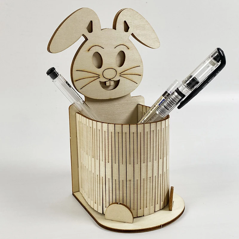 Wooden Rabbit Pen Pencil Holder Easter Pencil Holders Portable Chocolate Egg Cup Pen Stand Desk Organizer Perfect Cute Gift DIY