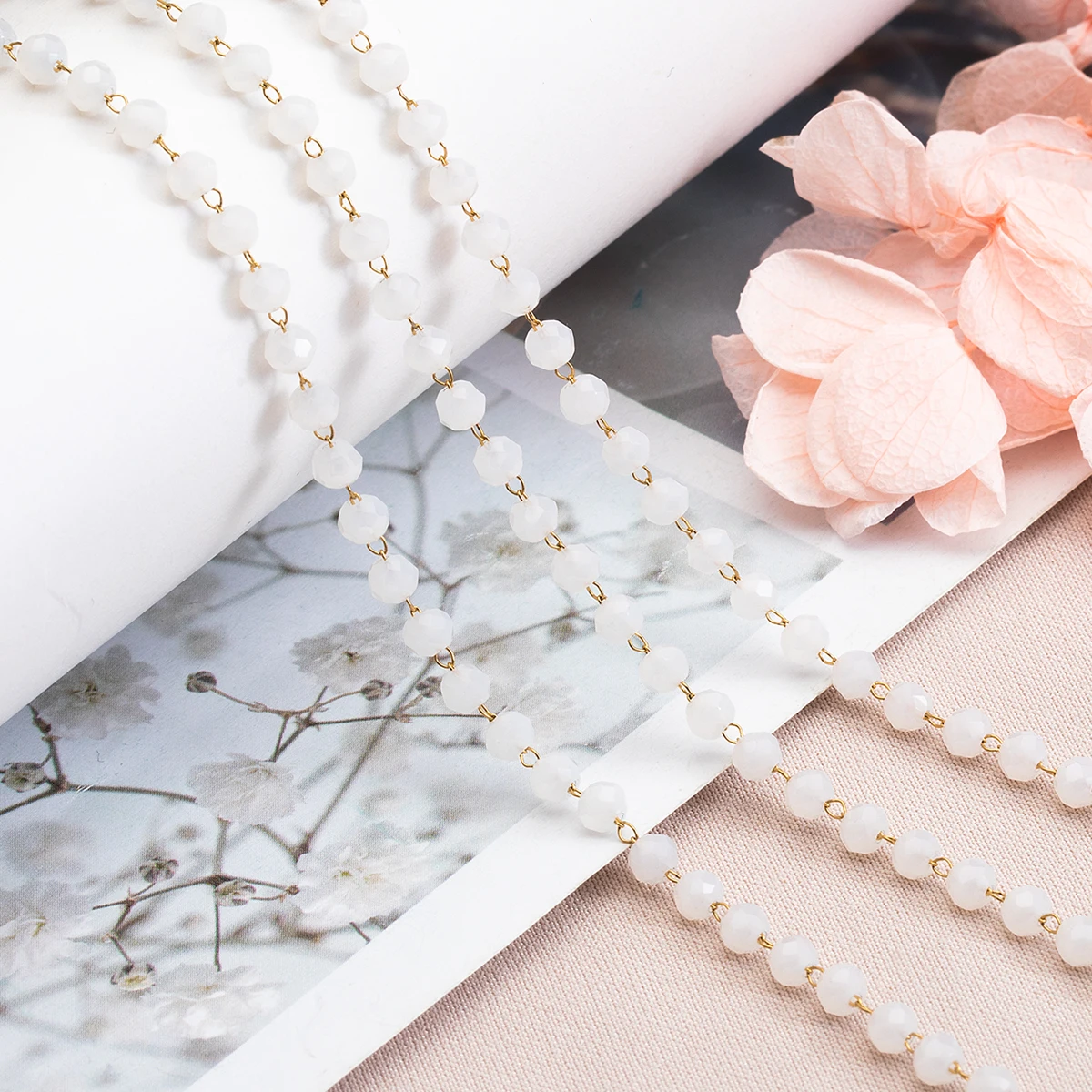 1 Meter Edelstahl Mehrfarbige Kristallperlen-Ketten für DIY Halsketten Armbänder Schmuckherstellung Zubehör – Detail 16