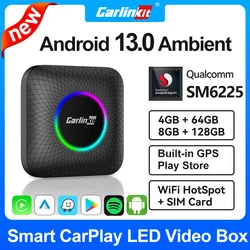 CarlinKit Smart CarPlay AI Box Android 13 LED 8G+128G SM6225 SDM660 8-Core Wireless Android Auto Android TV Box GPS For Netflix