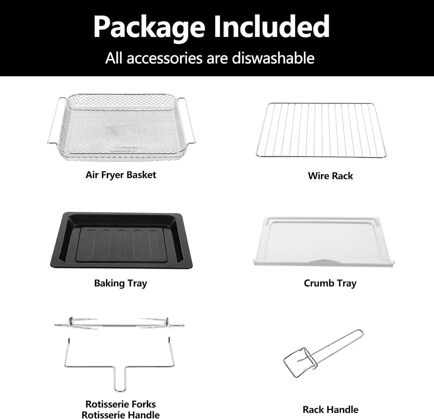 Oven penggorengan udara, Oven pemanggang roti 10-in-1, Kombo Oven pemanggang roti konveksi 24QT, Meja Oven dengan pemanggang & dehidrator