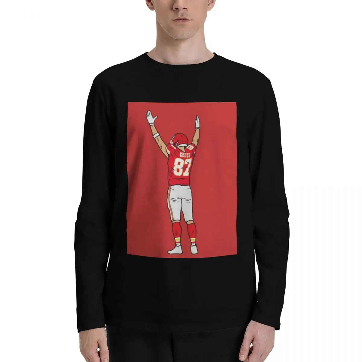 Travis Kelce_13 T-Shirt Men Fashion Casual Long Sleeves Autumn Cotton Breathable Tshirt