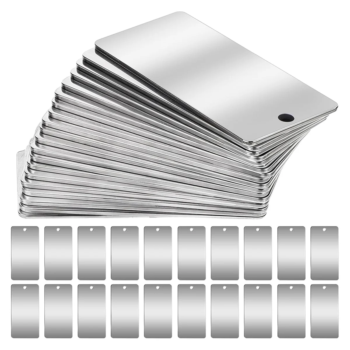 New 50 Pack Stainless Steel Metal Engraving Blanks, Rectangle Blank Tags for Stamping, 1x2 Inch
