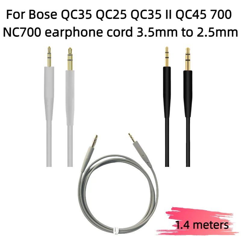 Para Bose QC35 QC25 QC35 II QC45 700 NC700 Cable de auriculares Cable de Audio Soundtrue 3,5mm a 2,5mm par portátil Cable de grabación