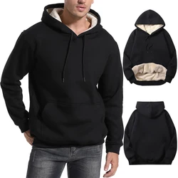 Warm Fleece Sherpa Lined Hoodie for Men Fall Winter Thermal Thick Heavyweight Pullover Tops Casual Hooded Sweatshirt with Pocket