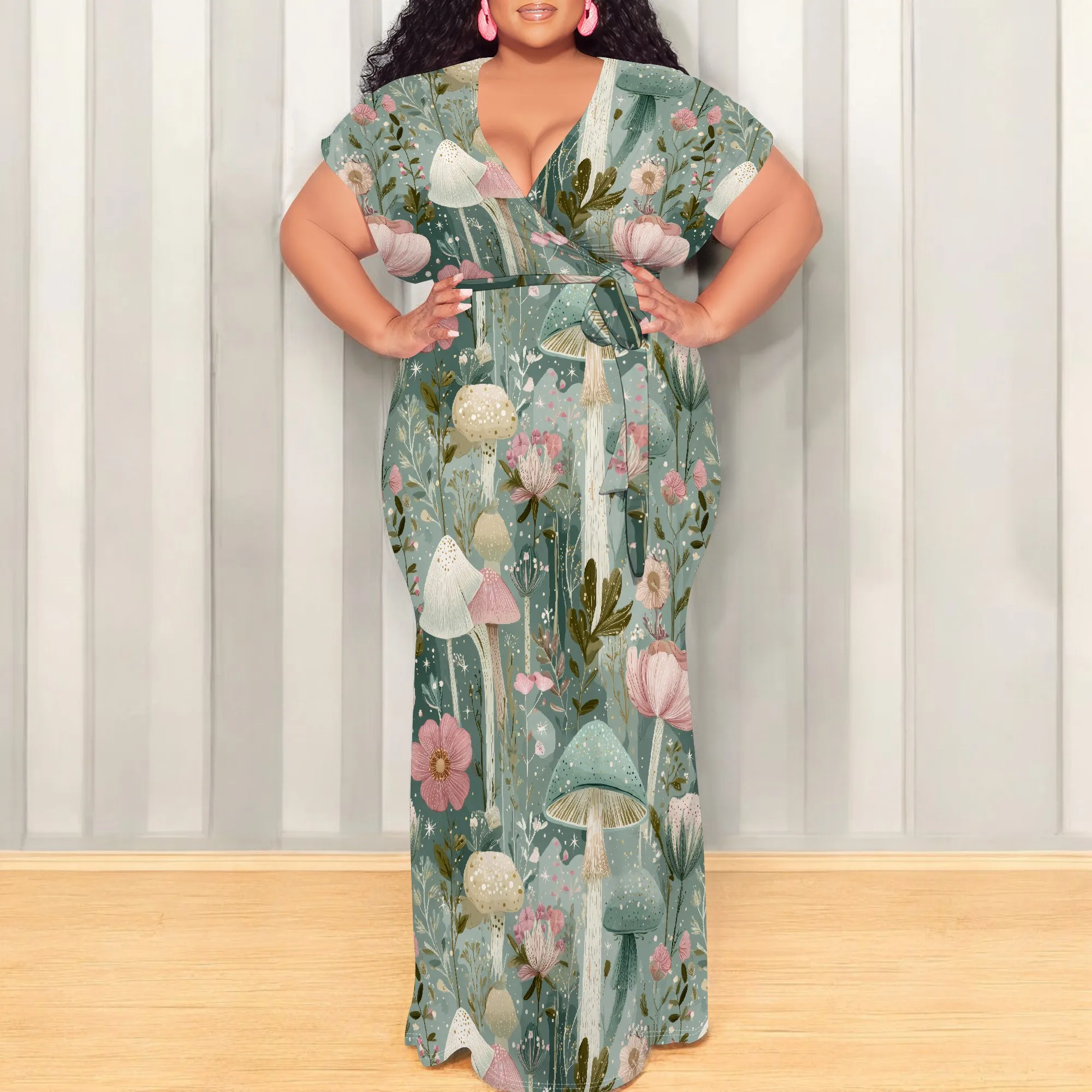 

Plus Size V-Neck Wrap Maxi Dress – Perfect for Brunch, Summer Parties & Resort Vacations (XL–6XL)