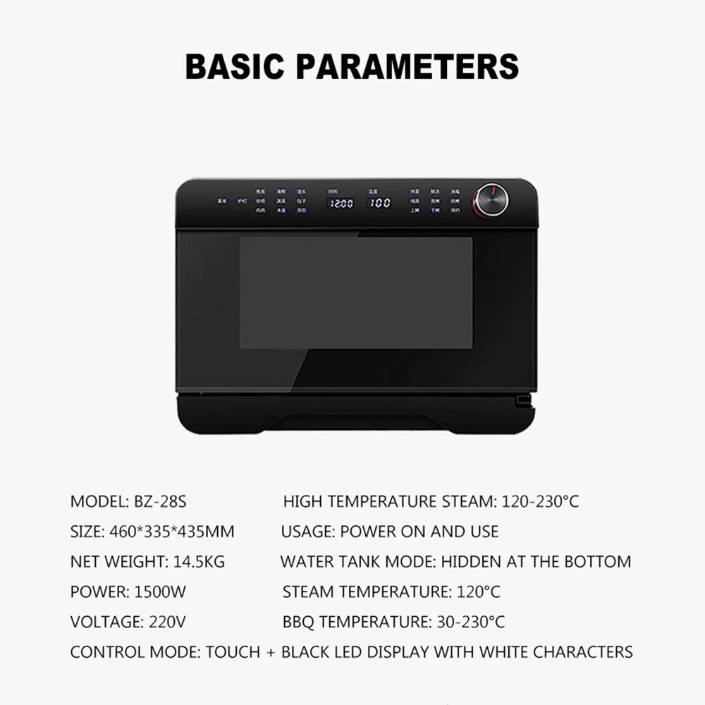 Forno a vapore domestico Desktop Cottura a vapore Cottura Frittura Forno elettrico Macchina per pizza Forno elettrico di grande capacità