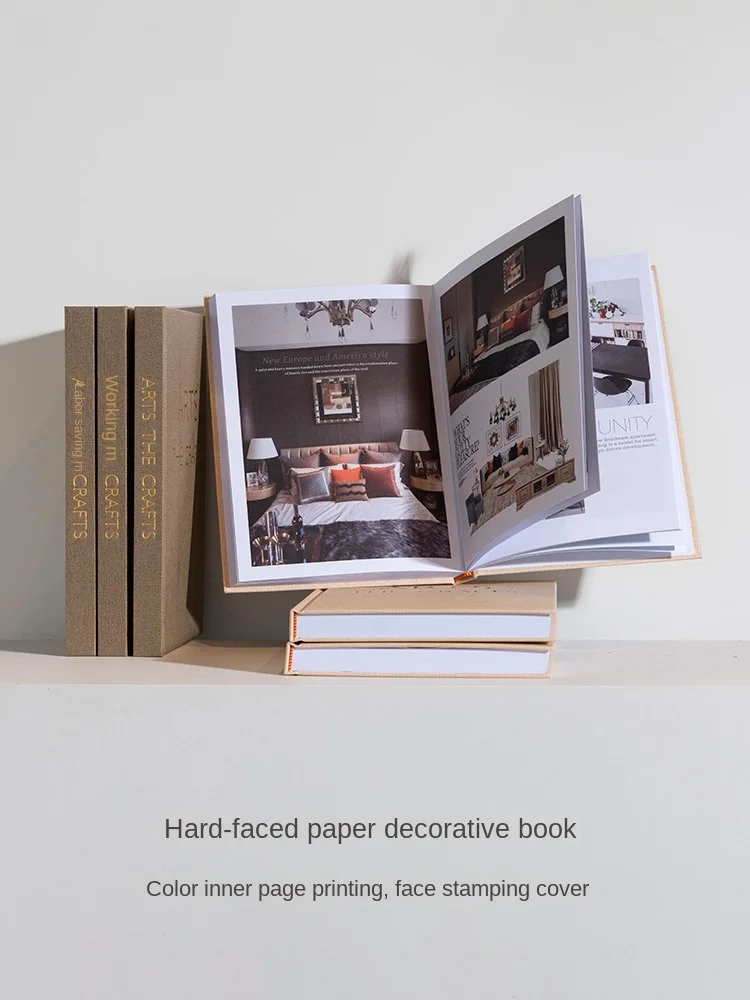 Bronzing Word Cloth Pattern Props Book Fake  Decoration Nordic Modern Simple Living Room Model  Ornaments