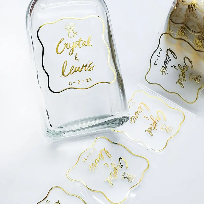 Personalized Custom Logo Stickers 100pcs/Lot  Clear Transparent Gold Foil Silver Wedding Stickers Business Logo Stickers