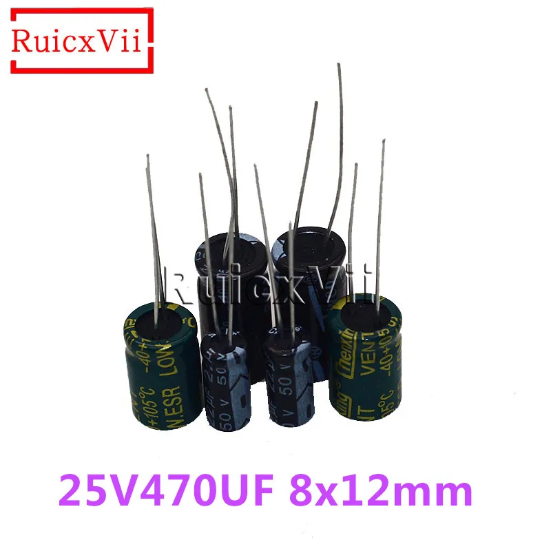 100PCS Higt quality 25V470UF 8*12mm 470UF 25V 8*12 Electrolytic capacitor hjxrhgal