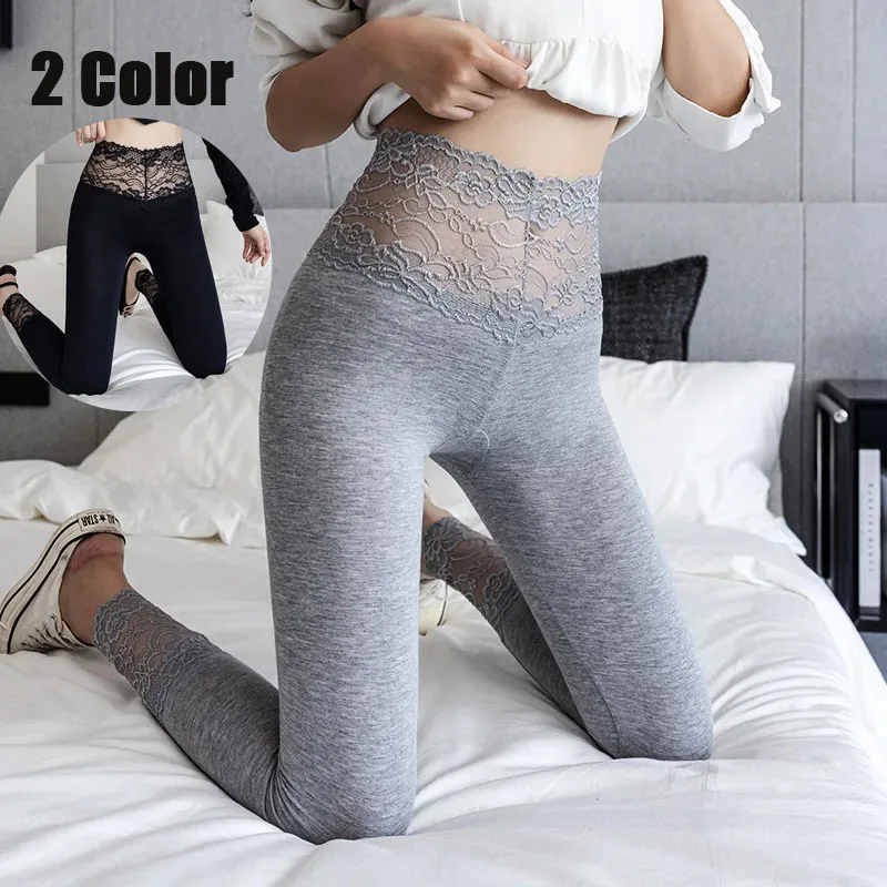 

One Size High Waist Gray Leggings for Women Spring Fall Elastic Breathable Tight Pants Outerwear Daily