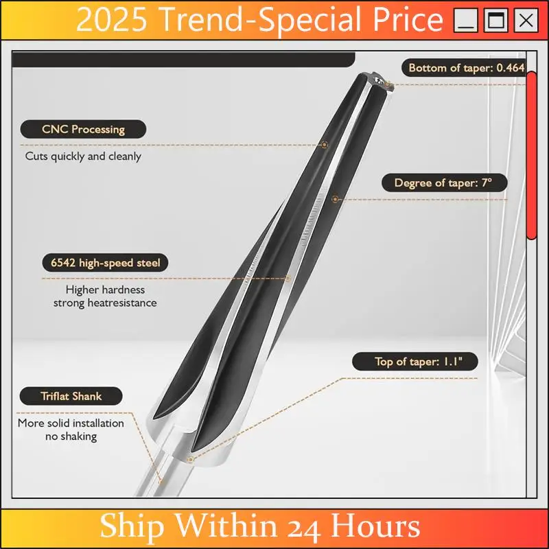 

A61Z Deals 7 Degree Ball Joint Tapered Reamer, Tapered Ball Joint Reamer, High-Speed Tool Steel Tapered Ball Joint Reamer Easy I