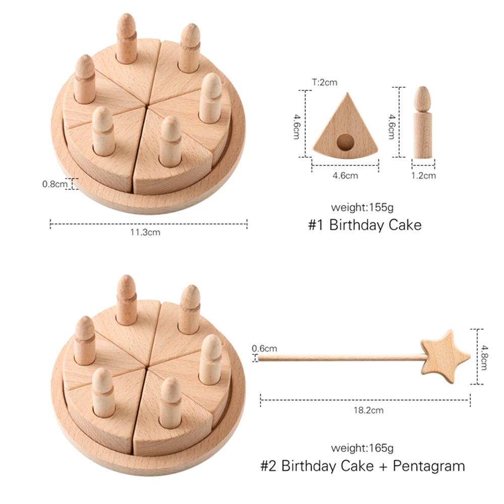 Nordic Block Birthday Cake Beech Children Play House Simulation Kitchen Toys Wooden Candles Educational Play Kids Brain Game Toy