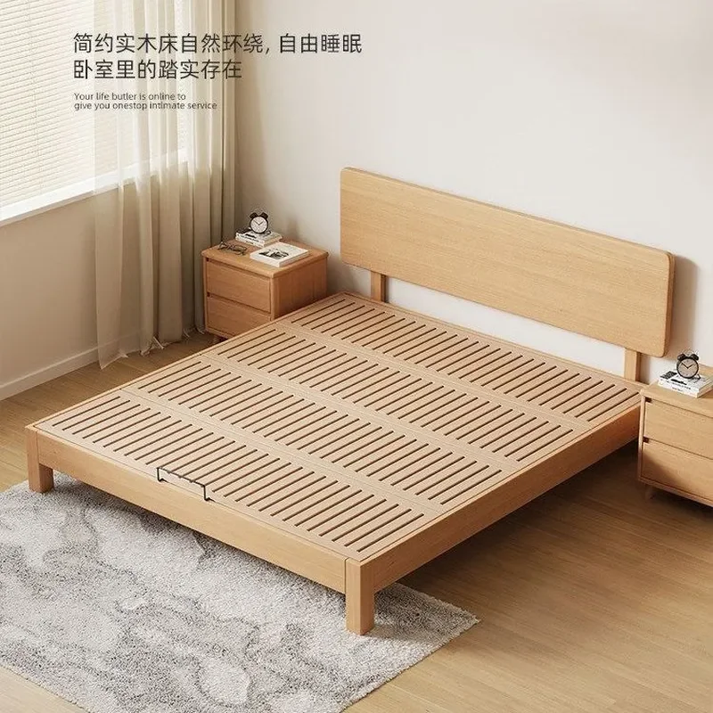 for Beech Bed Solid Wood Tatami Full Beech Slats Small Apartment Thin Bedside Flat Bay Window No Bedside Flush Edge Wooden