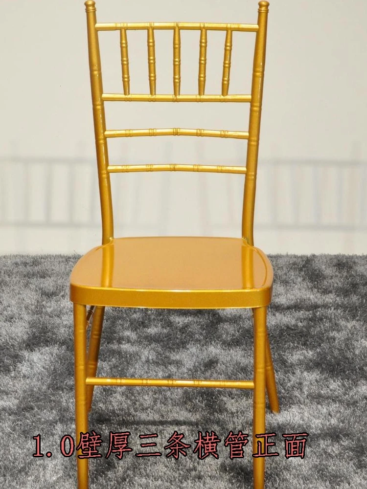 

Wedding Gold White Outdoor Wedding Lawn Wedding Stool Hotel Banquet Thickened PP Iron Pipe Bamboo Joint Chair