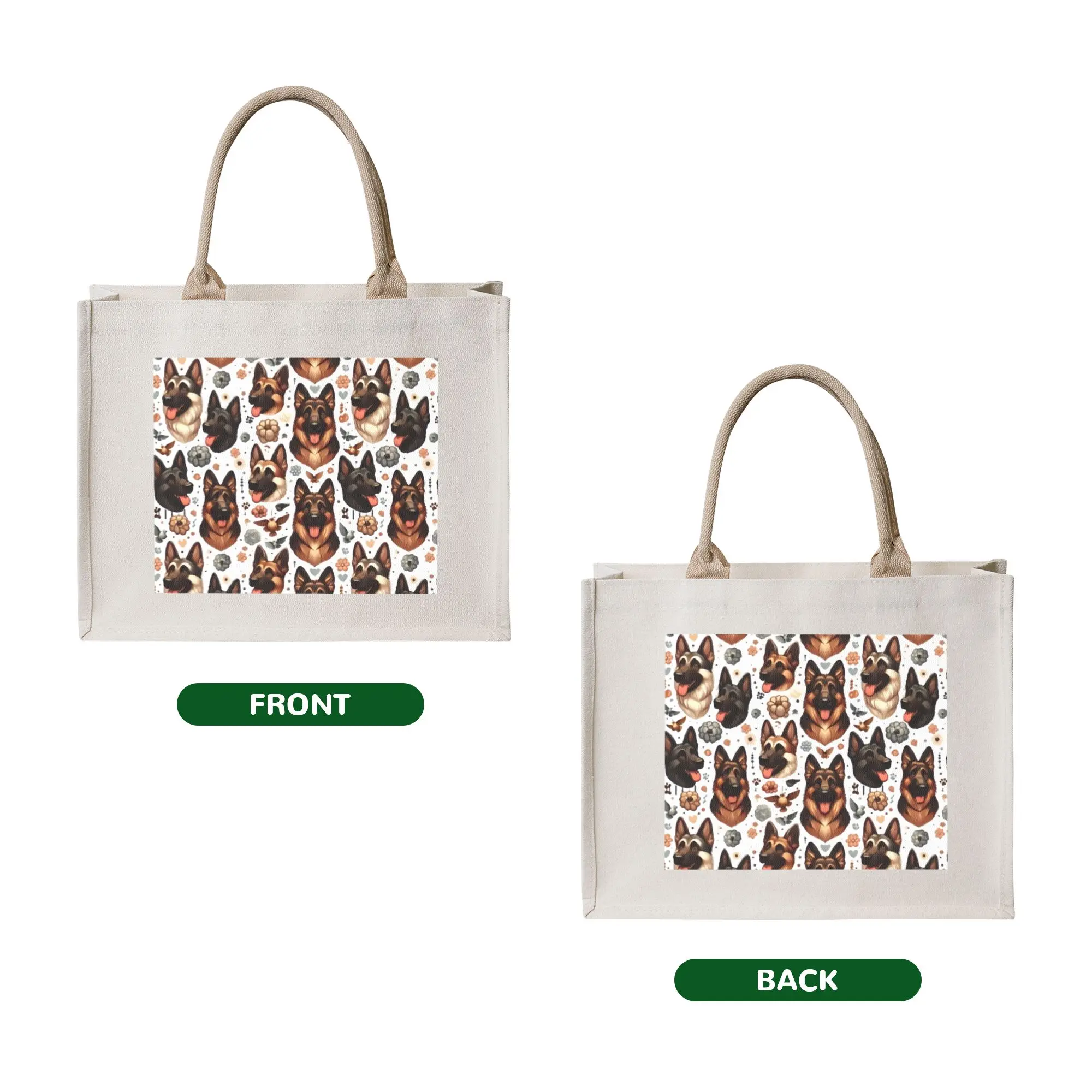 Custom Kawaii German Shepherd Dog  Shopping Bag Women Portable Large Capacity Groceries Pet Lover Owner  Tote Shopper Bags