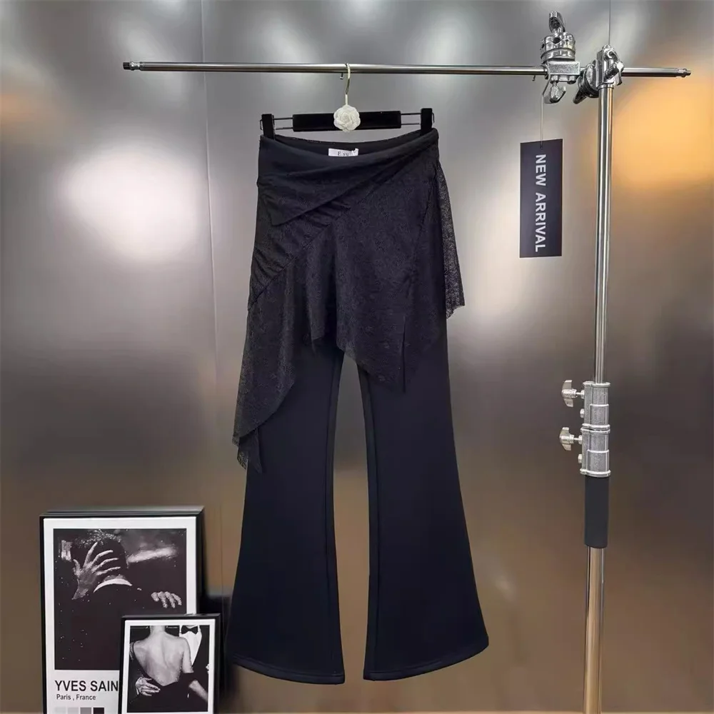 2025 الملابس النسائية السراويل محبوك الدانتيل عادية عالية الخصر واسعة الساق السراويل y2k موضة جديدة عالية الجودة تنوعا السراويل الصدرية #3