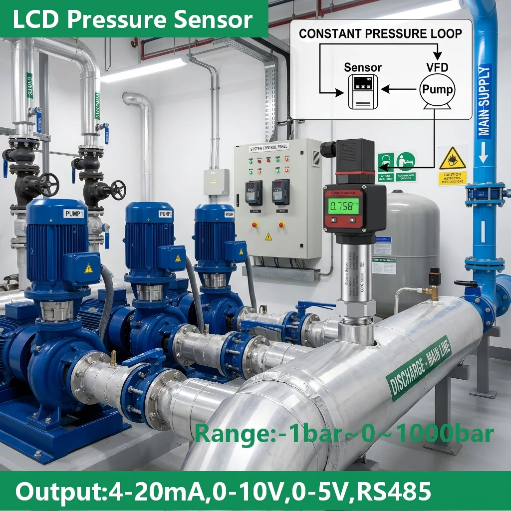 

Pressure Transmitter 4-20mA Output 0.1bar/0.5bar/5bar/10bar Pressure Gauge Digital Display 10Mpa 60Mpa LCD Pressure Sensor 0-10V