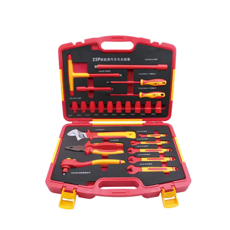 

23 шт. набор инструментов для изоляции VDE, 1000 В, 3/8, метрическая головка, открытый ключ, набор изоляционных отверток