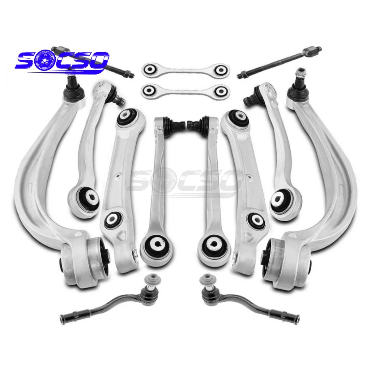 14PCS Front Suspension Upper Lower Control Arm Kit for Audi Q7 2015- Stabilizer Link Tie Rod 4M0407509B 4M0407509C 4M0407510C