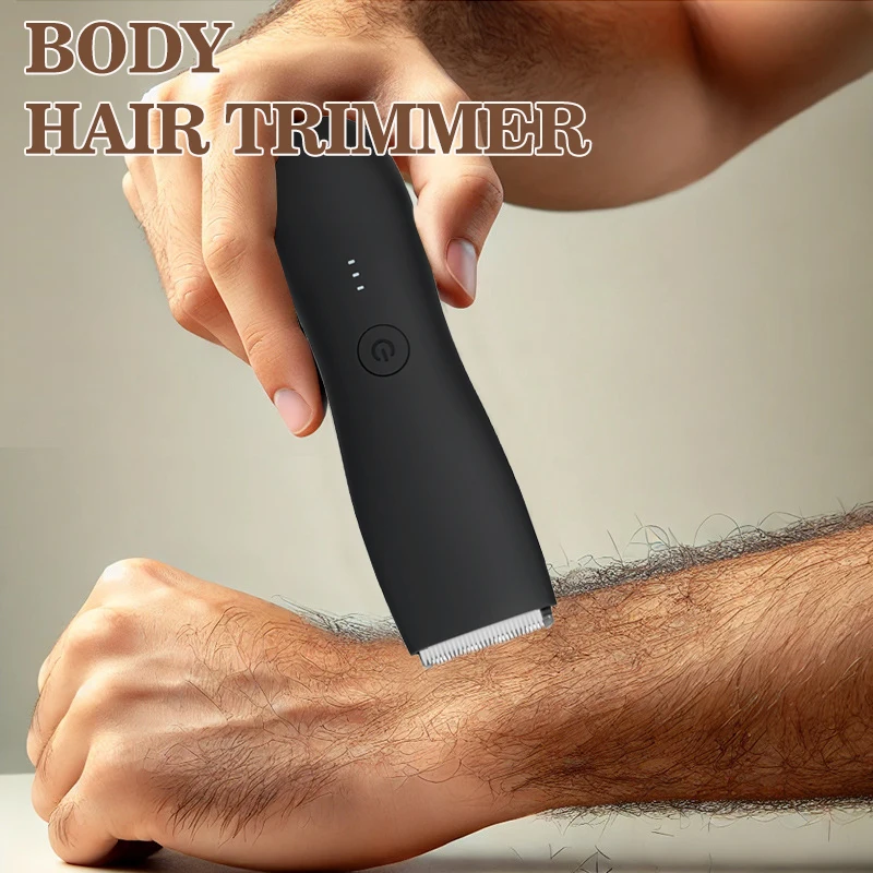 Body Public Hair Trimmer for Men - Waterproof Intimate Razor for Pubic, Adjustable Guard  Electric Full Body Groomer Kit