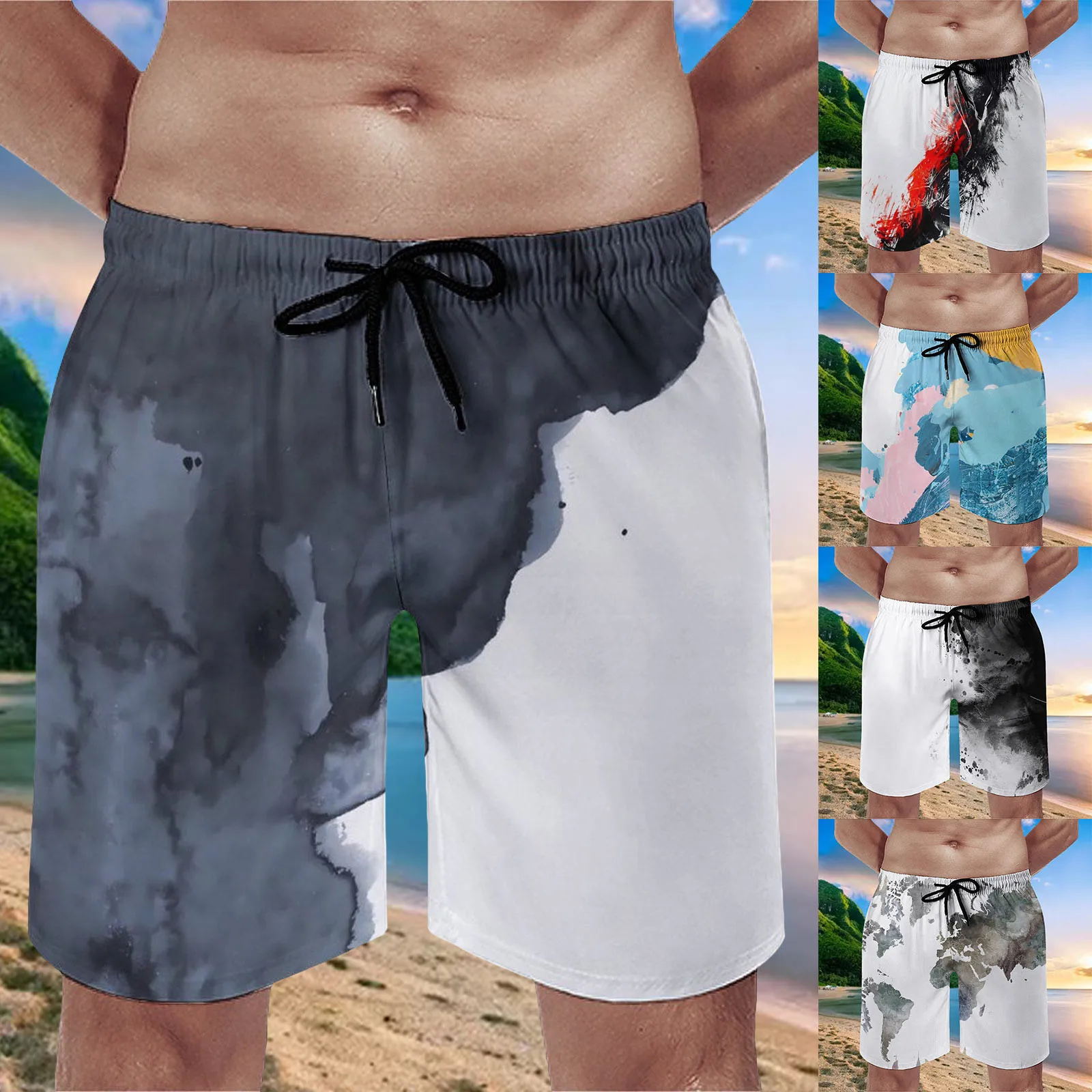 

Mens Summer Fashion Leisure Seaside Beach Holiday Hot Spring 3D Short Swim Shorts Men Volley Shorts Boys Flag Swim Trunks