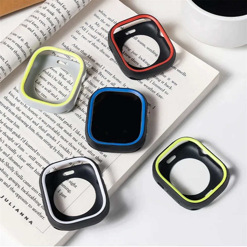 

Силиконовый чехол для Apple Watch 41 мм 45 мм 44 мм 40 мм, чехол-бампер, защитный чехол, аксессуары для iWatch Series 9 8 7 6 5 SE