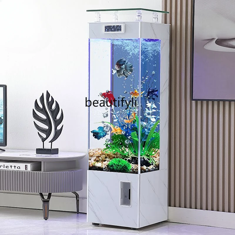 

Three-Dimensional Fish Tank Living Room Aquarium Floor-Standing Family Square Automatic Light Luxury Cube Change Water