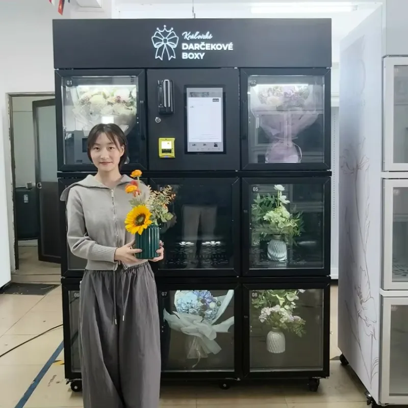 Custom Wholesale Smart Flower Vending Machine 24H Self-Service with Precise Temp Humidity Control Floral Bouquet Vending Machine