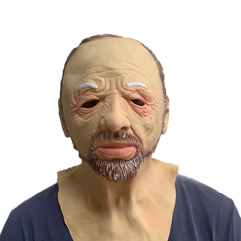 محاكاة سيليكون شخصية الرجل العجوز قناع أصلع الجد أقنعة معالج الشعر الأبيض الجدة أغطية الرأس هالوين Coaplyay الدعائم #5